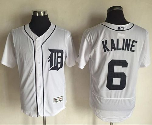 Tigers #6 Al Kaline White Flexbase Authentic Collection Stitched MLB Jersey - Click Image to Close